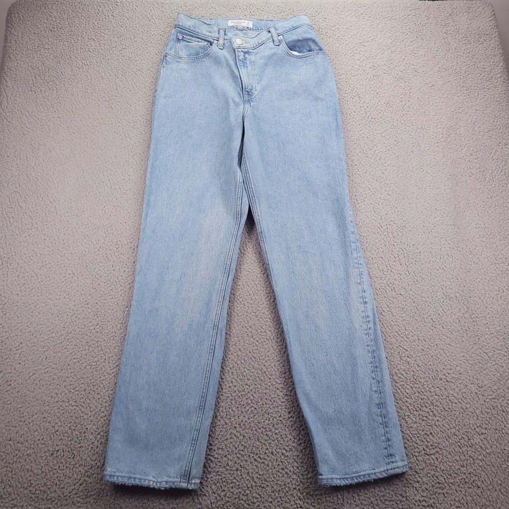 Abercrombie & Fitch 90s Straight Jeans Womens 6/28 Light Wash Curve Love